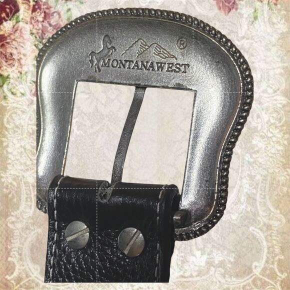 Montana West Womens 36  Western Belt & Buckle Studded Leather w/ Rhinestones main image 4